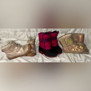 3 pairs of Size 10 toddler girl boots- UGG/Kamik/Cat&Jack